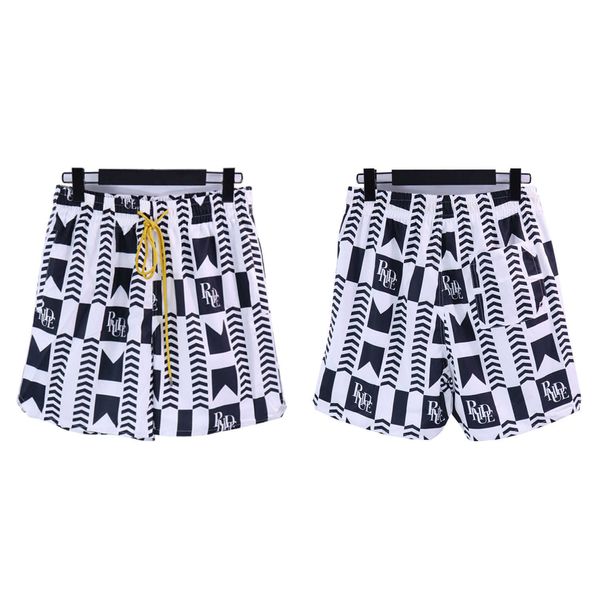 

yvxz 2023 men's and women's high street shorts fashion designer brand rhude summer new american personalized printed loose couples, White;black