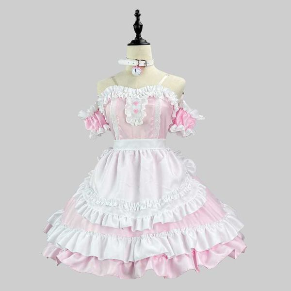

anime costumes princess pink dress anime cosplay coffee maid uniform lolita school dent plus size maid party dress off shoulder kawaii cos z, Black