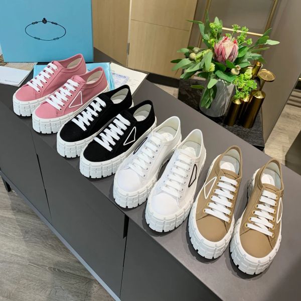 

designer sneakers gabardine nylon casual shoes brand wheel trainers luxury canvas sneaker fashion platform solid heighten shoe with box, Black