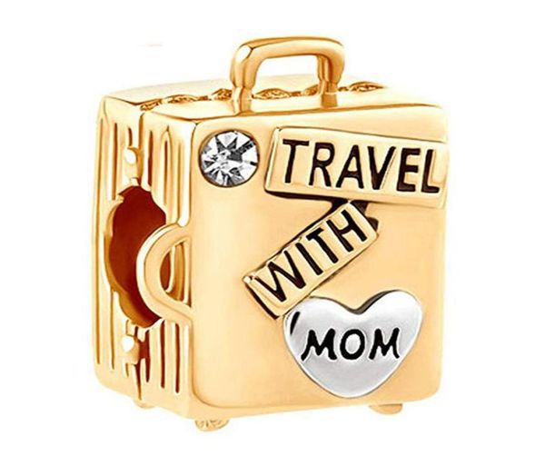 

western fashion and creative whole s925 sterling silver diy charm beaded jewelry accessories love mother suitcase big hole4835570, Black
