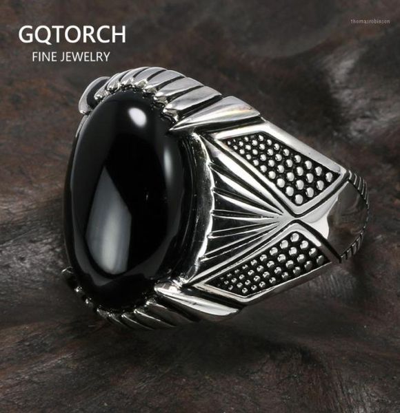 

guaranteed 925 sterling silver rings antique turkey ring for men black ring with stone natural onyx turkish male jewelry12546480, Golden;silver