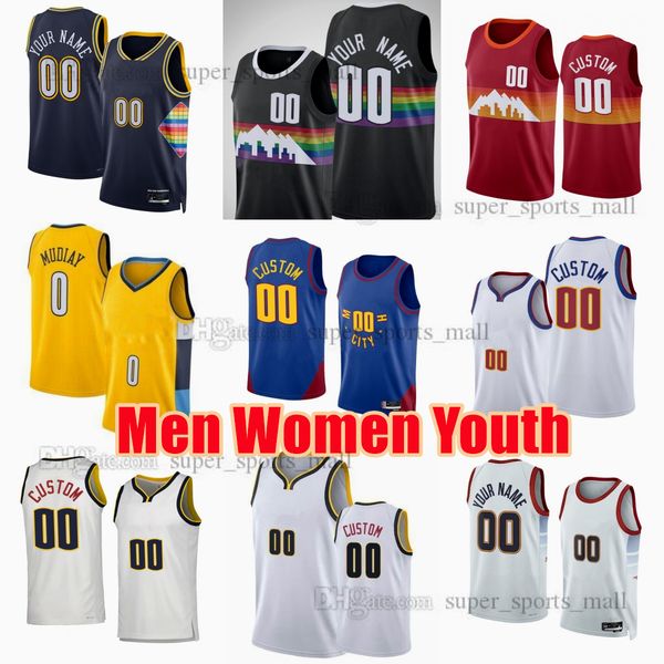 

youth printed basketball jersey jokic murray gordon caldwell-pope porter white green smith nnaji cancar braun watson brown gillespie thomas, Black;red