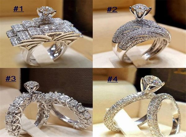 

new fashion vintage silver plated band clear zircon rings for women girls gifts engagement wedding cz crystal ring sj2701575