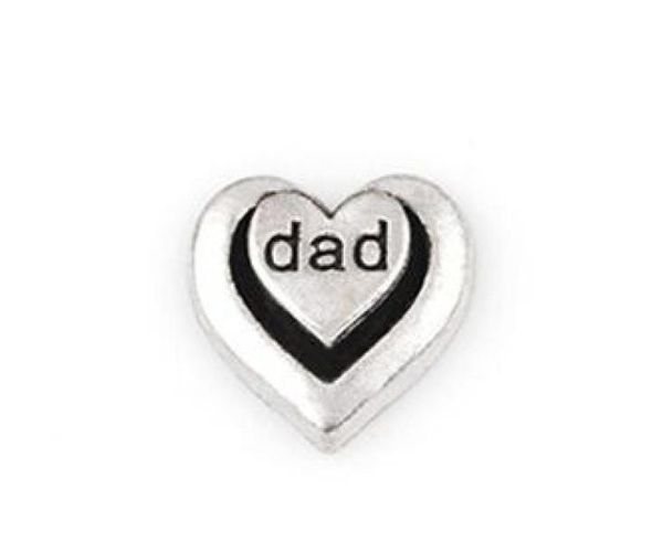 

20pcslot silver color dad word letter charm diy heart floating locket charms fit for glass living floating locket1005131, Bronze;silver