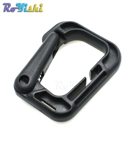 

10pcslot plastic multiuse grimloc dring carabiner safety buckle for backpack clasp keychain bag9907491, Black