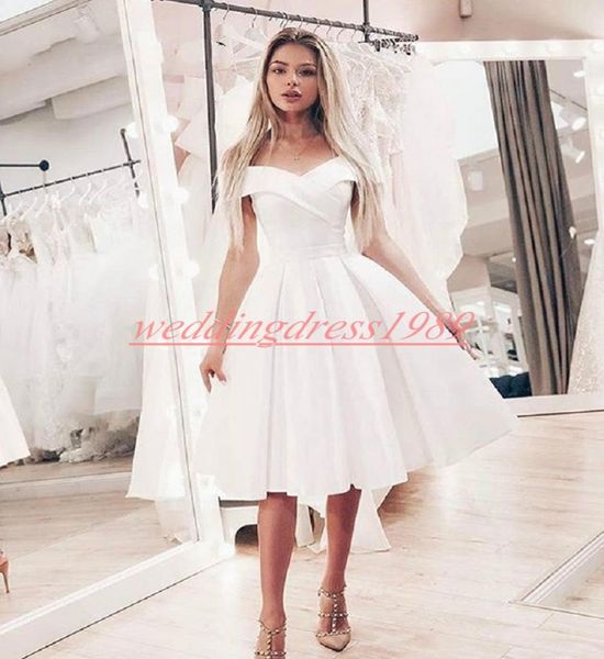

2019 off shoulder short homecoming dresses knee length satin simple aline short prom dress juniors cocktail party club wear4807345, Blue;pink