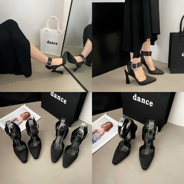 

summer sandals elegant fashion silk heeled women pumps new bling rhinestones shallow ladies high heels shoes female luxury 230511, Black