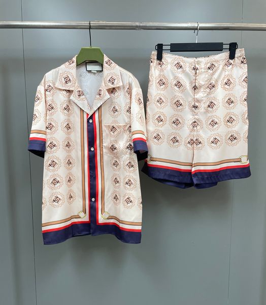 

2023 luxury mens shirt and shorts tracksuit highquality beautiful print design european size brand designer tracksuit, Gray