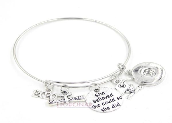 

whole snap jewelry year graduation bangles expandable banglebracelet adjustable snap button bracelets for college graduation g2918285, Golden;silver
