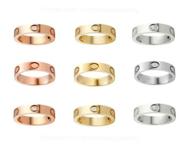 

luxury love ring designer jewelry rose gold plated 4mm thin stainless steel 3 diamonds screw design mens silver engagement wedding6277903