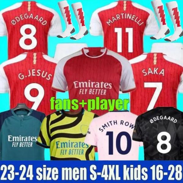

smith rowe g.jesus saka soccer jerseys saliba 22 23 24 fans player version odegaard martinelli jorginho nketiah 2023 2024 football kits shir, Black;yellow