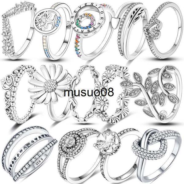 

band rings 2023 romantic 925 sterling silver simple infinity band ring crown daisy stackable ring for women wedding jewelry silver gift j230