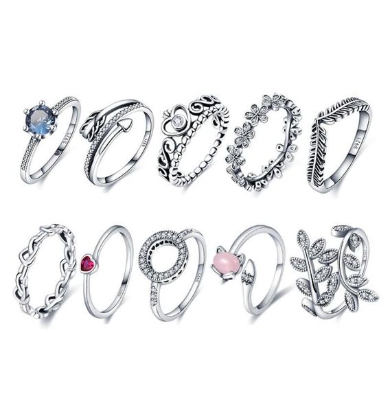 

cluster rings 925 sterling silver crown heart women fine jewelry gift flower pattern zircon got engaged banquet ring 20214435387, Golden;silver