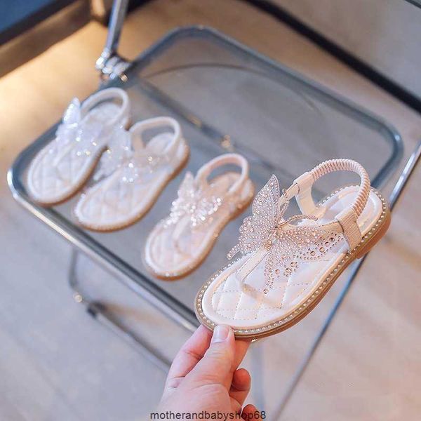 

rhinestone butterfly for kids girls flip jelly shoes child slip on flat sandals little girl footwear, Black;red