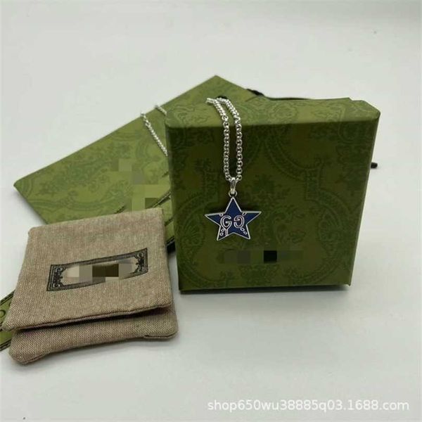 

50% off designer jewelry bracelet necklace ring 925 ancient red blue five pointed star enamel glue dropping pendant trendy br personalized m, Silver