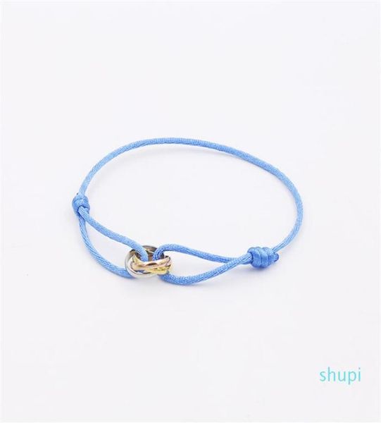 

316l stainless steel trinity ring string bracelet three rings hand strap couple bracelets for women and men fashion jewwelry famou5788065, Golden;silver