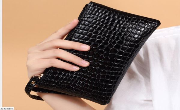 

women clutch bag crocodile grain handbag pu wallets ladies candy colors purse business gifts large capacity coin card phone purses5797220, Red;black