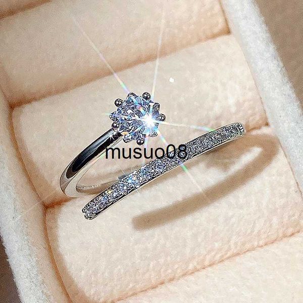 

band rings huitan delicate silver color opening circle rings for women inlaid dazzling crystal cubic zirconia daily wear statement jewelry j