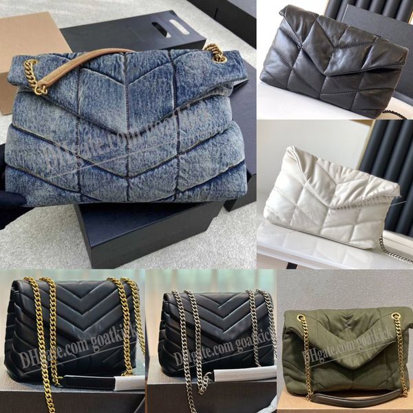 

loulou puffer luxury bags washed denim messenger bag fashion classic flap bag pocket chain cowboy crossbody designer lou lou women purses