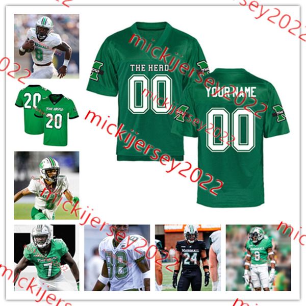 

tyriek bell charlie gray marshall football jersey anthony watts 50 tyshawn hurst 94 jayshaun coffman marshall thundering herd jerseys custom, Black
