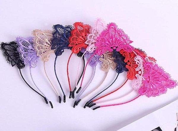 

black lace cat ear headbands for birthday party gift women hoop head girls ear cat headband head hair accessories2990366, Golden;white