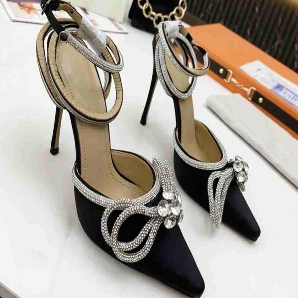 

realfine888 sandals 5a 3337210 machmach doublebow crystalembellished satin pumps for women size 35427762937, Black