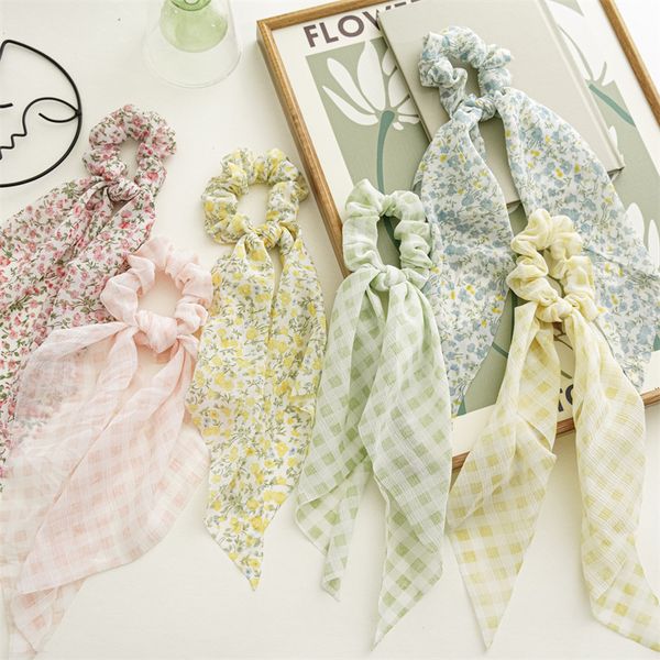 

fashion blogger designer jewelry new fragmented temperament ribbon broken flower ponytailribbon hair ring band elastic hair rope style hair, Golden;silver