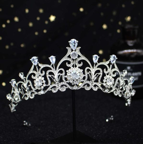 

light blue crystal tiara crown princess bridal wedding headband hair jewelry accessories fashion headdress pageant prom ornaments 7262513, Slivery;golden