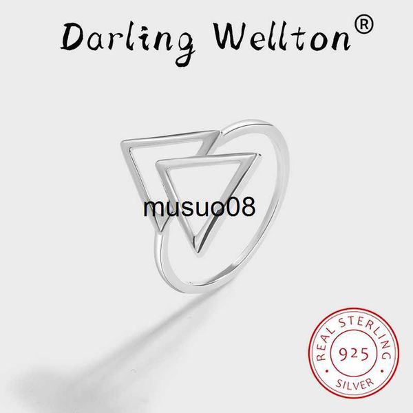 

band rings stylish openwork double triangle geometric couple ring for women genuine original sterling silver engagement bridal gift jewelry