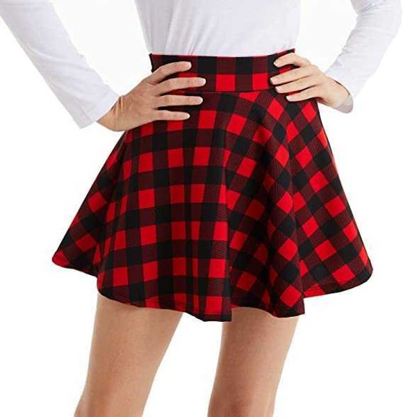 

waist women high basic pleated skirt versatile stretchy flared casual mini skater skirt for women pjfq, Black