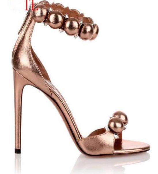 

new fashion gold leather summer women high heel sandals ball embellished gladiator high heel sandals6681848, Black