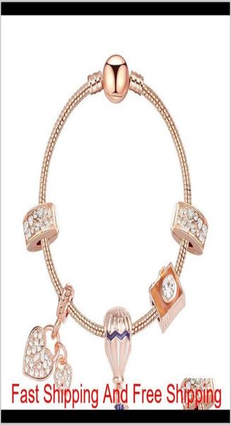 

2020 new pandora style charm bracelet women fashion beads bracelet bangle plated rose gold diy pendants bracelets jewelry girls u48739700, Golden;silver
