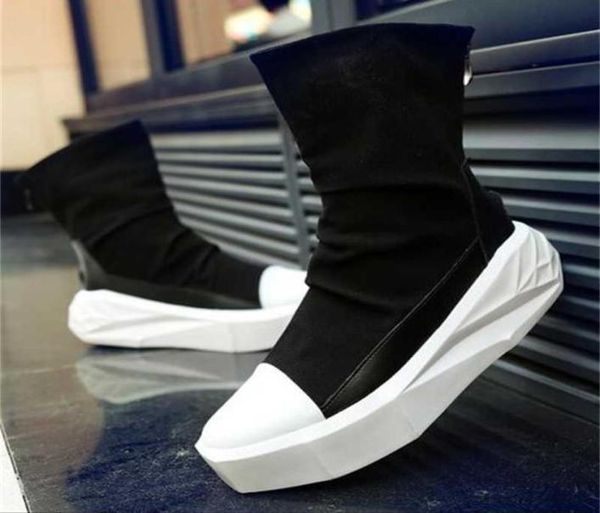 

men 6 cm height increasing platform boots back zip leather shoes male mixed colors y3 high black white men039s boots2880983