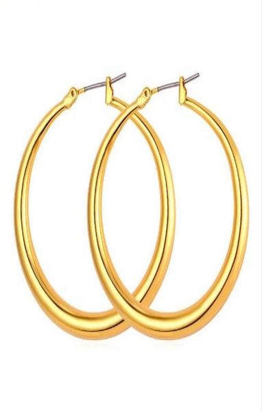 

big size style large hoop earrings for women fashion 18k real gold plated simple jewelry e63919020631, Golden;silver