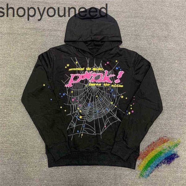 

designer men's hoodies sweatshirts puff print spder hoodie men women heavy fabric spider web pullover ga4w6, Black