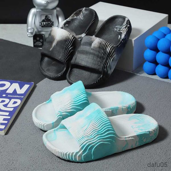 

slipper summer slippers for men bathroom shoes home sandals fashion stripe thick sole women slippers outdoor beach shoes slides, Black;grey