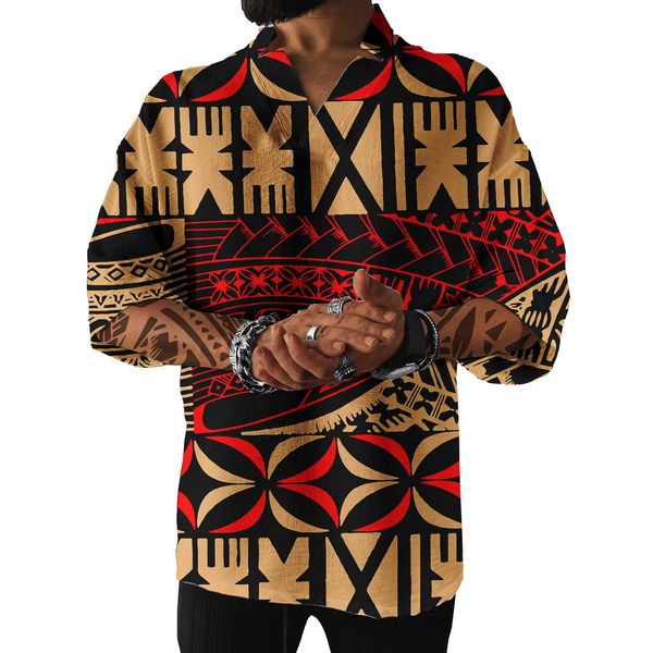 

wholesale polynesian tribal pattern casual t shirt design full print sublimation tapa vintage custom men's t shirt dfa, White;black