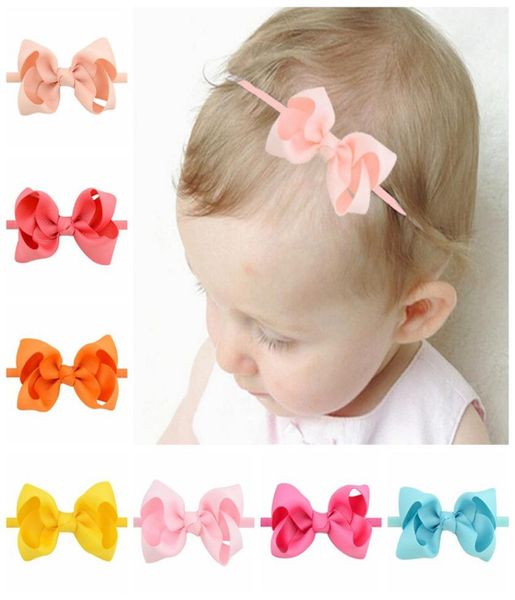 

girls mini bow tie knot headbands 3 inches wrap safety elastic hairband baby infant toddler pography props accessories boutique7749774, Slivery;white