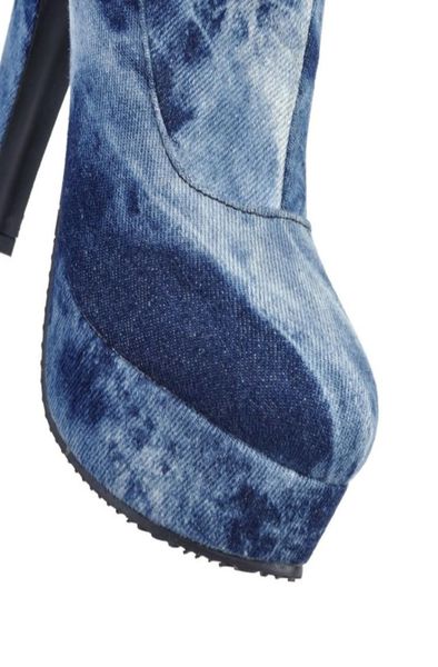 

2019 fashion zipper boots large cn size 41 42 43 44 45 46 47 48 super high heels women jean shoes handmade p1237783, Black