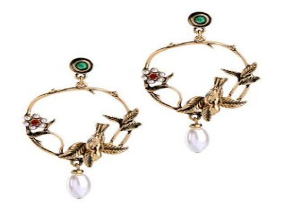 

earrings women antique elegant pearl flowers three dimensional birds earrings earrings1874322, Silver