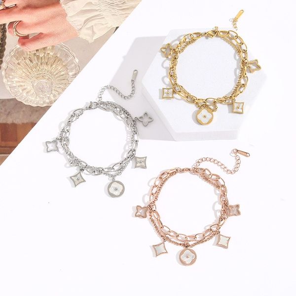 

brand designer clover bracelet high-quality classic 4/four leaf clover charm bracelets bangle chain 18k gold plated agate shell women&girls, Black