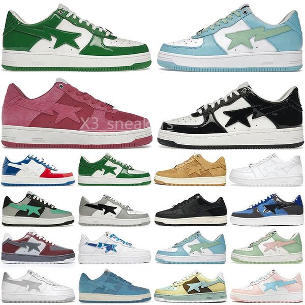 

nigo casual shoes bathing apes low comics yellow red blue black green patent leather royal bordeaux grey brown mint teal suede orange pink m