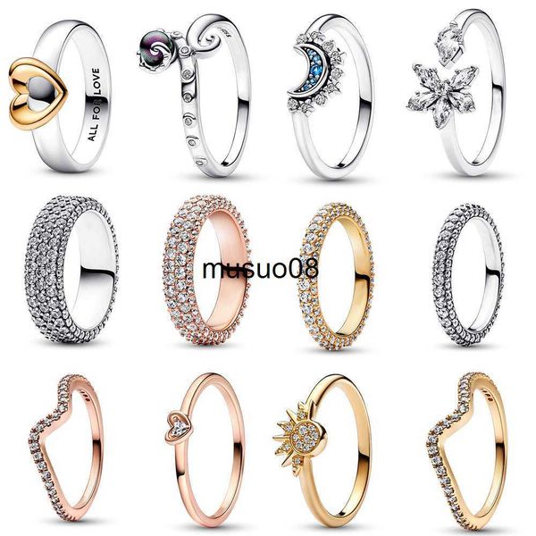 

band rings 925 sterling silver heart rings shine zircon ring sunlight moon fashion original ring silver jewelry lovers gift j230602