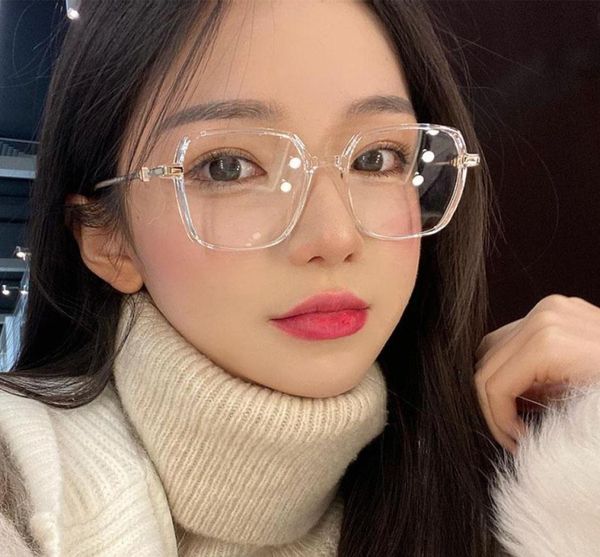 

fashion sunglasses frames green clear print square antiblue light eyeglasses for women alloy leopard oversize computer myopia gla9650924, Black