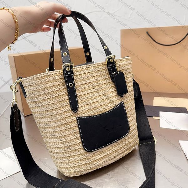 

designer straw bag fashion totes bag letter shopping bags designer women straw knitting handbags summer beach shoulder bags large casual tot