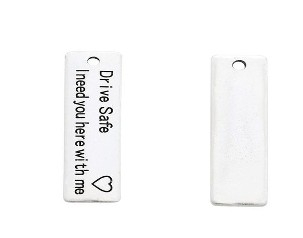 

2021 100pcslot antique silver quotdrive safei need you here with mequot inspiration charm pendant 10x35mm2515371, Bronze;silver