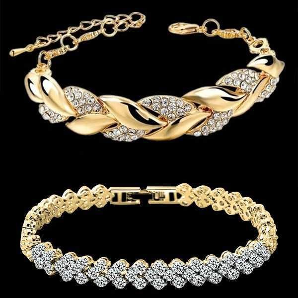 

charm bracelets love braided leaf bracelet charm crystal wedding bracelets for women valentines day gift jewelry pulseras mujer, Golden;silver