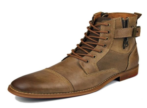 

2020 otto fashion design genuine cow leather men ankle boots lace up handsome shoes men basic boots qualityspring shoes lj208409046, Black