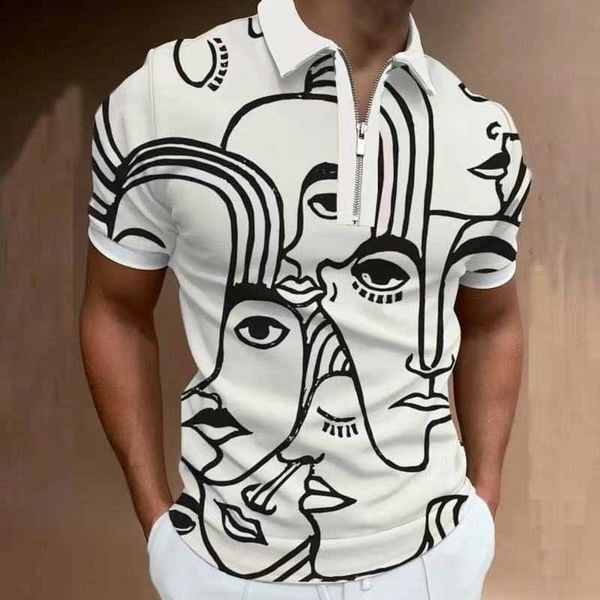 

t summer men's graphic new 2022 shirts zipper men polo shirts plus size men's t-shirts dg28, White;black
