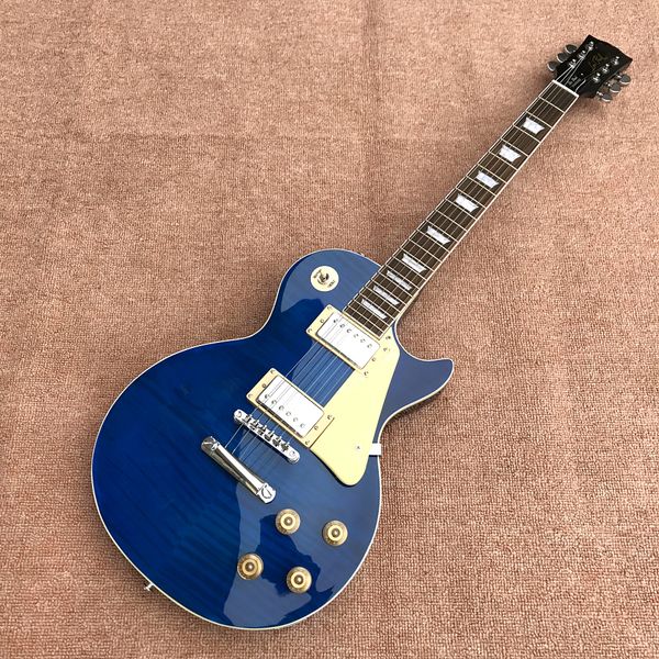 

custom shop, flame maple lp standard electric guitar, silver hardware, guitar, 02